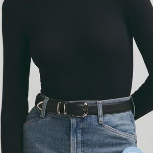 Black Leather Belt with Nickel Buckle | Favorite Daughter